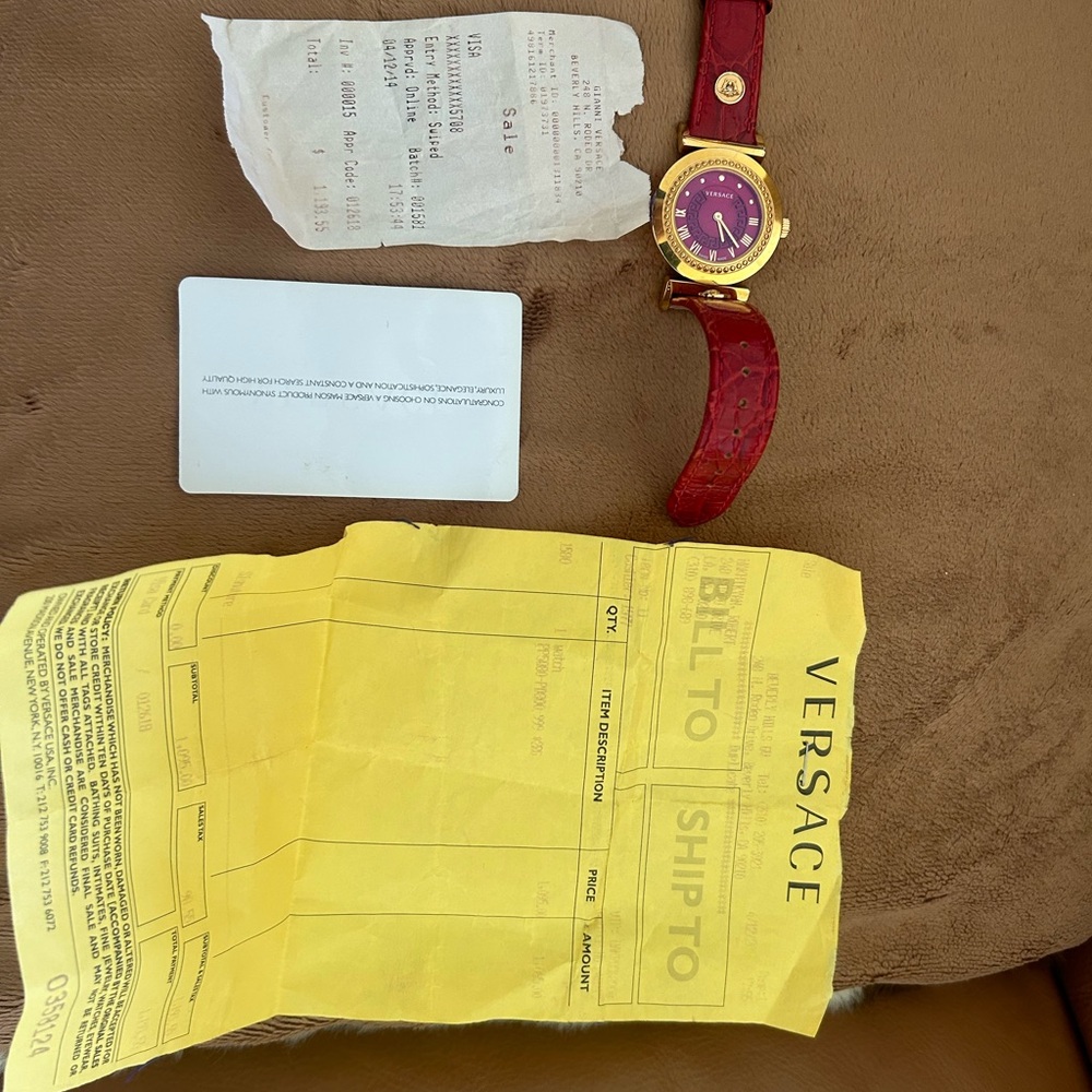 Versace Red and Gold Fashion Watch